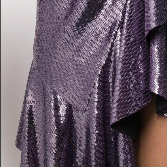 Philosophy Di Lorenzo Serafini IT 40 $1,395 sequined Ruffle Purple Dress NEW - Picture 5 of 9